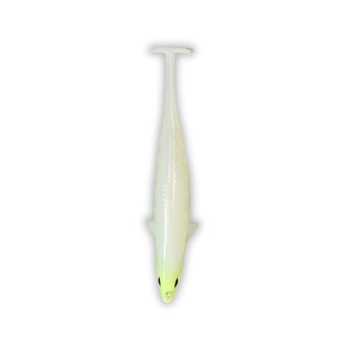 USA Bass Tackle Magnum Swimbait - Paddle Tail Swimbaits Pre Rigged Fishing Lures Premium Lure with Strong Owner Hook, Magdraft Style Bait for Giant Freshwater Predator Fish - color: Bone Glow