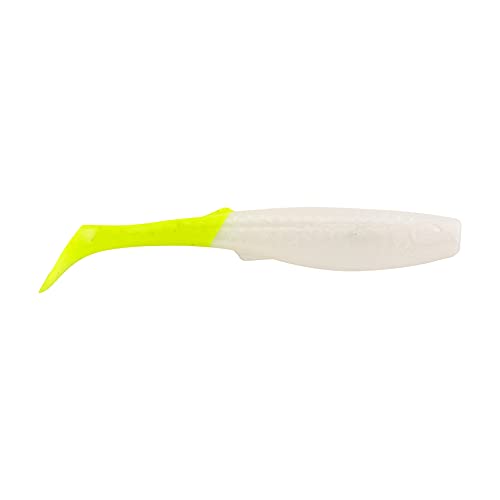Berkley Gulp! Paddleshad Fishing Soft Bait - color: Pearl White/Chartreuse, size: 4"