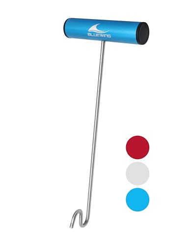 BLUEWING Fishing Hook Remover 12in/24in Stainless Steel Fish Dehooker Saltwater Push and Pull Dehooking Tool, Twist Resistance Design 1pc - color: Blue, size: 24", style: Dual Curve Design