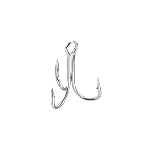 PATIKIL Treble Fish Hooks, Carbon Steel Sharp Round Bend Hook Triple Barbed Hook for Freshwater Saltwater - color: White, size: 11mm/0.43"