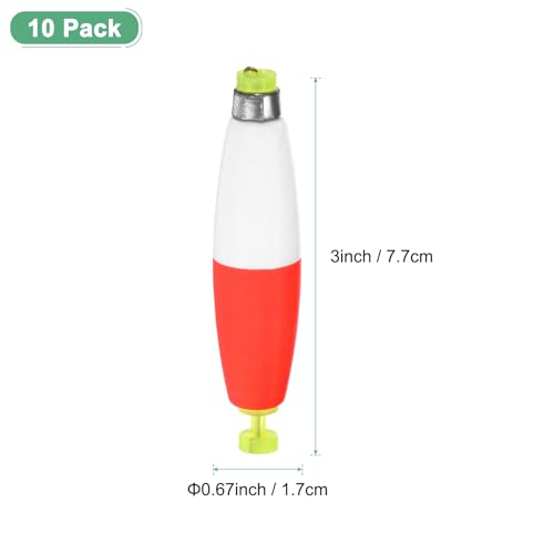 M METERXITY Pack Fishing Bobbers Floats, EVA Foam Weighted Bobbers, Clip-on Floats Slip Corks Floaters Strong Buoys - color: Red & White, size: 3" Length