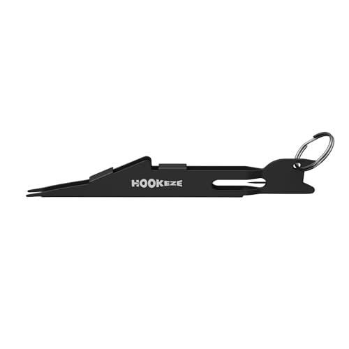 HOOK-EZE Fishing Nail Knot Tying Tool Combo|Includes Waterproof Pocket Guide, Nail Knot Tying Tool with Hook Cleaner, Zinger Retractor|Fly Fishing Accessories Fishing Gifts & Stocking Stuffers for Men - color: Black