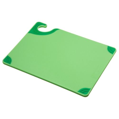 San Jamar Saf-T-Grip Plastic Cutting Board with Safety Hook, 9" x 12" x 0.375", Green - color: Green