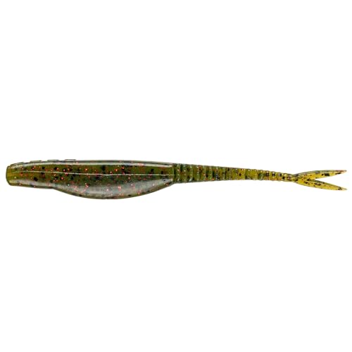 Strike King Mach Skooler Fishing Lure, Soft Plastic Jerkbait, Heavily Salted, Sleek Design, Erratic Action - color: Watermelon Red Flake, size: 5"