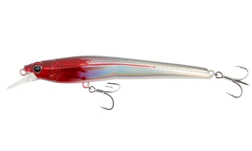 Nomad Design Shikari Fishing Lure, Long-Casting, Shallow Diving Slow Floating Jerkbait for Inshore Saltwater Species Such as Snook, Redfish, Striped Bass, Seatrout - style: Fireball Red Head, 5 3/4 Inch - 1 Oz