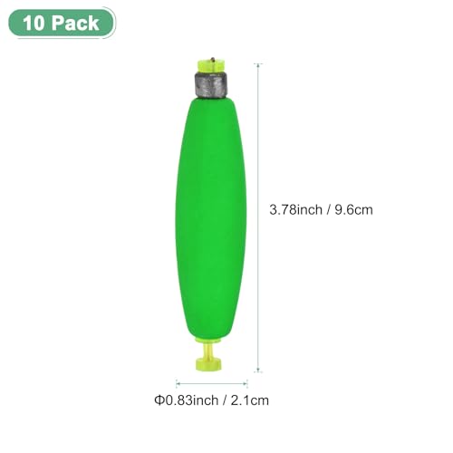 M METERXITY Pack Fishing Bobbers Floats, EVA Foam Weighted Bobbers, Clip-on Floats Slip Corks Floaters Strong Buoys - color: Green, size: 3.78" Length