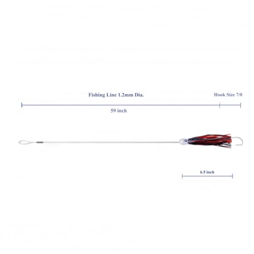 OCEAN CAT 6 Pcs Trolling Lures With Hooks for Marlin, Tuna, Mahi Mahi - 6 Inch - Free Mesh Bag Included - color: combined color