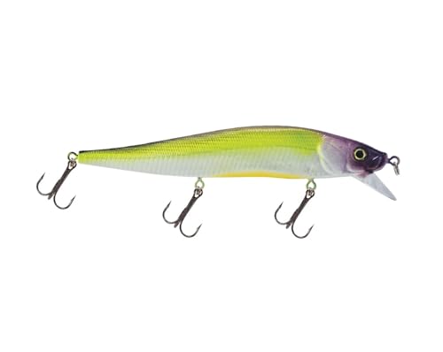 Luck E Strike STX Jerkbait, 4.5 Inch Suspending Hydrodynamic Fishing Lure, Made in The USA - color: Purple Green Apple