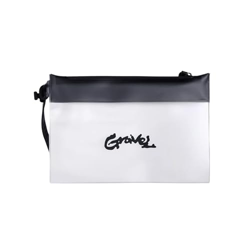 Gravel The Pouch | TSA Approved Clear Travel Toiletry Bag | Quart Size for Men & Women (Clear and Gray Script)