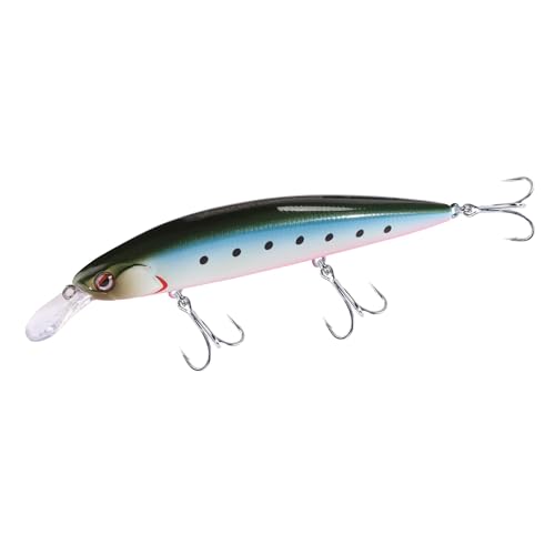 LITTMA ShoreCast 115 Minnow Sinking Saltwater Fishing Lure, Long Casting Surf Fishing Hard Bait for Striper Bass and Halibut - color: Sardine Pinkbelly(Super Glow)