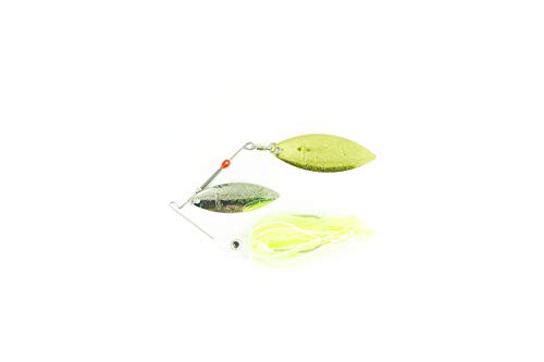 Nichols Lures Pulsator Metal Flake Double Willow Spinnerbait - color: White/Chartreuse/Nickel Gold, size: 1/2-Ounce