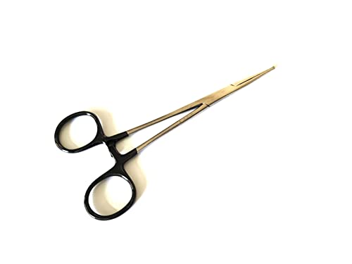 Fishing Clamp Set 5.5" Straight Hemostat Forceps Locking Tweezers Clamp Stainless Steel (Black)