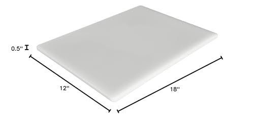 Commercial Grade Plastic Cutting Board 18 x 12 x 1/2 Thick High Density White Poly, NSF Certified and Dishwasher Safe for Food Service - color: White