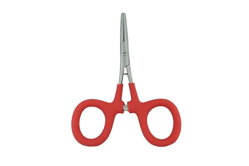 Kingfisher Fishing Accessory Fly Fishing Soft Grip Clamp Forcept Hemostat for Fly Fishing Hook Removal, Straight - color: Red, size: 4 Inch