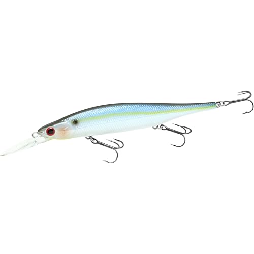 LUCKY CRAFT Lightning Pointer 110DD Deep Diver Freshwater Bass Fishing Lures, Jerkbait Suspending Fishing Lure for Bass & Walleye Fish, Long Casting Fish Gear Accessories for Tackle Box, - color: 183 Pearl Threadfin Shad