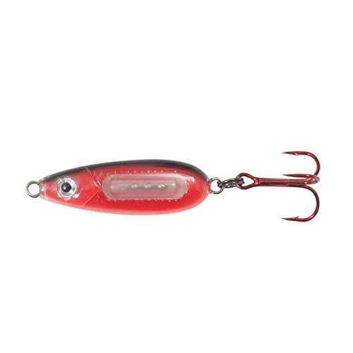 Northland Fishing Tackle Glass Buck-Shot Ice Fishing Jigging Spoon, Assorted Sizes & Colors for Walleye, Perch, and Crappie - color: Super-Glo Redfish, size: 1/4 Oz