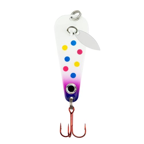 Northland Tackle Ice Fishing Thumper Spoon, Stamped Brass Flutter Spoon Ice Fishing Lure for Walleye, Crappie, & More, 10 Colors, 1/16 Oz, 1/8 Oz, 3/16 Oz, ¼ Oz Lure Sizes - color: Super-Glo Purple Wonder, size: 1/16 oz