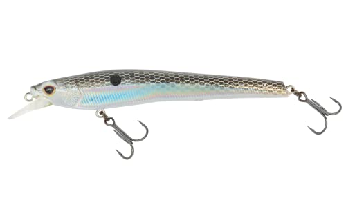 Nomad Design Shikari Fishing Lures, Premium Long-Casting, Shallow Diving, Slow Floating Jerkbait, for Inshore Freshwater Species Such as Bass, to Walleye, to Pike and Musky, 115 SUS FR 4-1/2" 1/2oz - size: 3 3/4" - 3/8 oz, style: Black Back Chrome