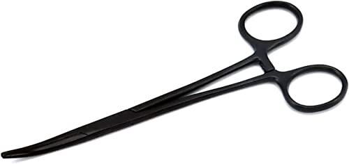 Black Color Ultimate Hemostat Forceps Set of 6-Straight & Curved Hemostat Forceps Locking Clamps Stainless Steel Full Serrated Jaws-Ideal for Nurses, Fishing Set