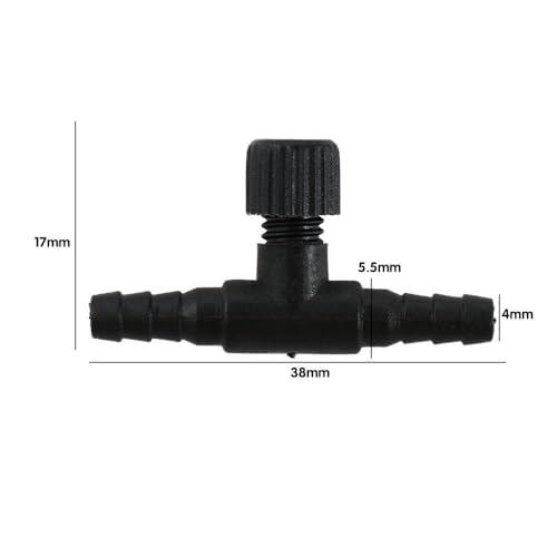 Pokinge 20pcs Aquarium Control Valve, 2 Way Air Valve Aquarium Regulator Pipe Connector, Plastic T-Shaped Air Line Tube Valves for 4 mm Hose Air Line Tubing Connector