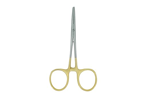 Kingfisher Fishing Accessory Fly Fishing Fat Finger Clamp Forcep Hemostat, Straight - color: Gold, size: 6 Inch