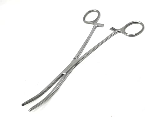 2 Pc 8" Locking Straight & Curved Stainless Steel Hemostat Forceps Set Ideal for EMT, Firefighter, Dental, Hobby, Fishing, Electronics, Pruning, Taxidermy + More