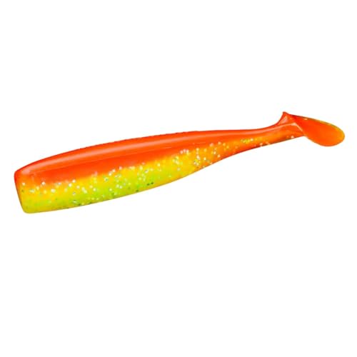 Lunker City Fishing Shaker 6" Swimbait Soft Plastic Bass Lure with Tail Swimming and Wobbling Action Swim Bait, 4 Per Bag, Made in The USA - color: Atomic Chicken