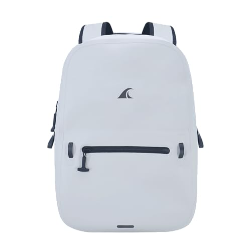 Breakwater Supply™ Fogland Lite Small Waterproof IP68 Submersible Backpack | Laptop Sleeve & Airtight Zippers for Outdoors, Surfing, Kayaking, Hiking, Cycling, Unisex TPU Dry Bag (Fog White, 15L) - color: Fog White, size: 15L
