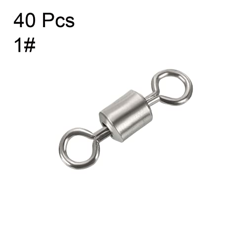 PATIKIL Fishing Barrel Swivels, 40 Pack 335LBS Copper Rolling Hook Line Connector Terminal Tackle for Saltwater Freshwater Fishing, Silver - style: 97 lb