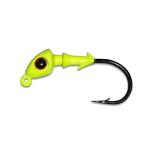 Jig Heads for Fishing with Super Sharp Black Nickel Hooks - Double Locking Bait Stays & Multi-Color 3D Eyes - Perfect for Freshwater & Saltwater Fishing - color: Chartreuse, size: 1/4 oz - 5 Pack