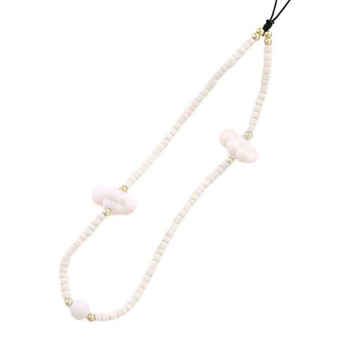 Beaded Phone Lanyard Wrist Strap Phone Charms Fixed Beads Pearl Chain - color: PC-yd-5