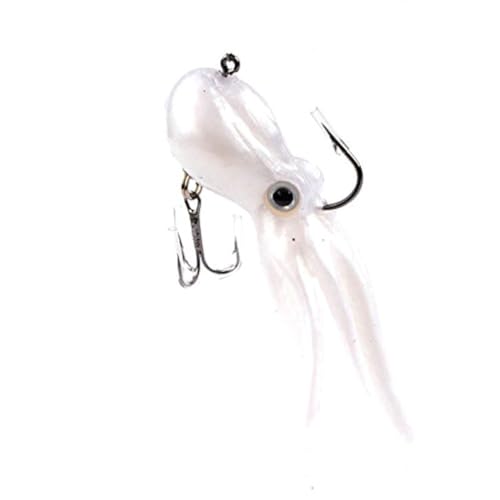 Artificial Octopus Swimbait, Skirt Tail Lure | 3.54/7.87/9.45in, jig head sinking trolling bait. Lingcod, bass, rockfish, saltwater. - color: white 3.54inch/0.81oz