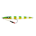 OCEAN CAT Slow Pitch Jig Flat Fall Jig Saltwater Fishing Luers Mental Vertical Jigging Baits with Hooks 5 Colors 4 Weights - color: #012:Green&Gold, size: 8 5/6oz(250g)