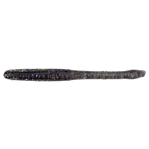 Drop Worm - 4" - Finesse Smallmouth Bass Fishing - Dropshot - Ultra Realistic - Matte Finish - Neutral Buoyant Soft Plastic - color: Smoke Clear Purple Flake
