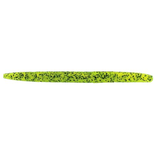 Moose Baits 5" Stickbaits | Worms for Bass Fishing - Premium Stick Bait, Wacky Worms/Soft Plastic Largemouth Bass Rubber Worms, 10 Count Fishing Worms Perfect for Bass Fishing Kit - color: Chartreuse Pepper