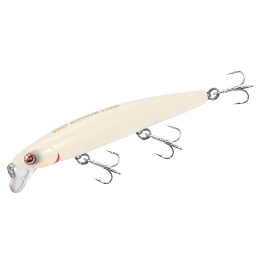 LITTMA California Surf Fishing Lures Saltwater Jerkbait Crankbait Surf Minnow 110/125 - Metallic Sardine Super Glow & Pearl Pink Belly Glow Lures for Halibut & Striper Fishing - color: Bone, size: 110mm - 5/8oz