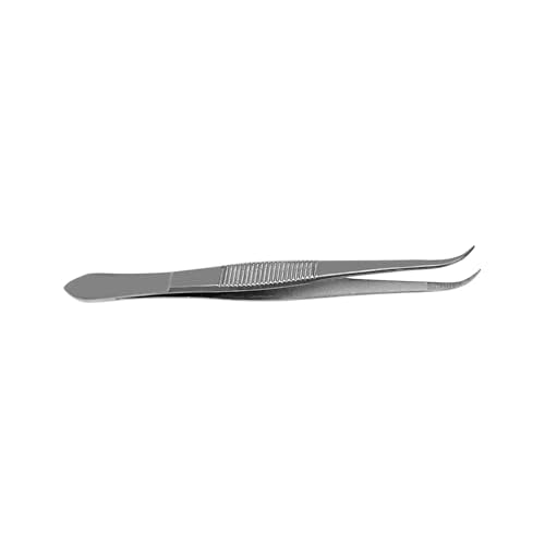 Splinter Forceps - Fine Point - Tweezers Stainless Steel Straight & Curved (Curved 4.50") - size: Curved 4.50"