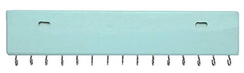 SANY DAYO HOME Jewelry Organizer with 30 Hooks and Cosmetics Shelf, 15 x 3 x 4 inches Wall Mounted Rustic Pine Wood Holder for Necklaces and Bracelets, Suitable for Kids and Adults (Aqua) - color: 30 Hooks Aqua