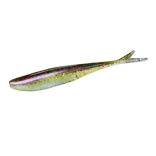 Lunker City Fishing 4.5" Freaky Fish Split Tail Soft Plastic Minnow Bass Lure Stick Bait Shad Jerkbait, 8 Per Bag, Made in The USA - color: 270 Jungle Jazz