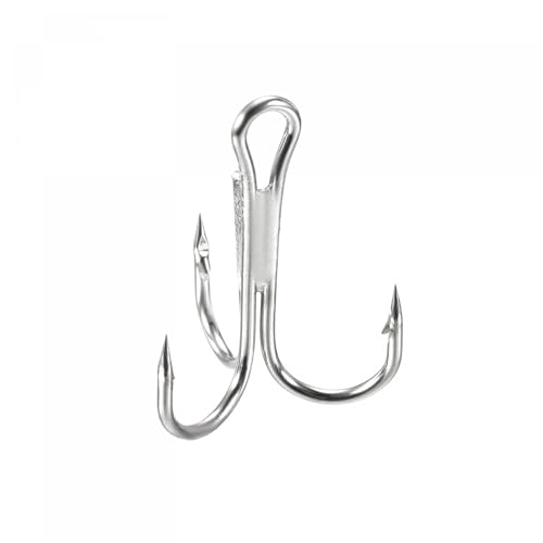PATIKIL Treble Fish Hooks, Carbon Steel Sharp Round Bend Hook Triple Barbed Hook for Freshwater Saltwater - color: White, size: 19mm/0.75"