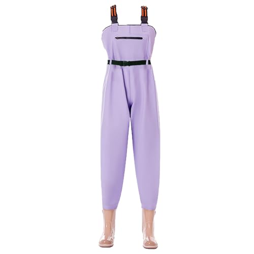 PVC Insulated Chest Waders for Women/Girl,Waterproof Duck Hunting Fishing Waders,Womens Fishing Wader with Boots - color: Purple, size: 9