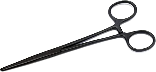 Premium Quality Ultimate Set of 6 Pcs Straight & Curved Hemostat Forceps Locking Clamps Stainless Steel Full Serrated Jaws for Better Grip-Ideal for Nurses, Fishing + More Tactical Black - color: Black Color