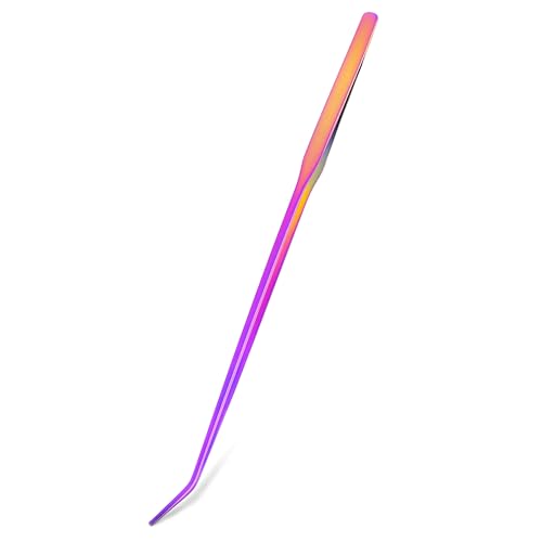 Mandala Crafts Rainbow Curved Aquarium Tweezers for Fish Tanks | 15 Inch Forceps, Rust Resistant Stainless Steel, Trimming Aquatic Plants, Bowls, Terrariums, Freshwater & Saltwater Aquascape - color: Rainbow Curved Tweezers, size: 15 Inches