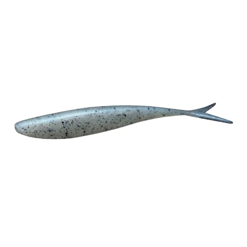 Lunker City Fishing 4.5" Freaky Fish Split Tail Soft Plastic Minnow Bass Lure Stick Bait Shad Jerkbait, 8 Per Bag, Made in The USA - color: 102 Blue Glimmer