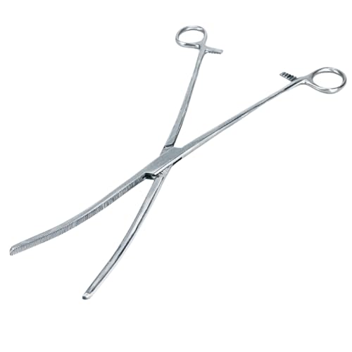ADROIT 12" Curved Extra Long Hemostat Forceps | Stainless Steel Design | Extra Long with Small Teeth On Jaws | Locking Mechanism Built in | Great for Sewing, Fishing, Jewelry Making, Multi-Use - size: 12", style: Curved