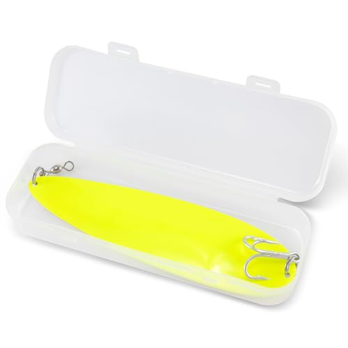 Dr.Fish Flutter Spoon 8" Saltwater Fishing Spoon Lures 7/0 Mustad Treble Hook, 3/0 Crane Swivel, Silver-Electroplated, Heavy Duty Striper Fluke Tuna Bluefish - color: Chartreuse