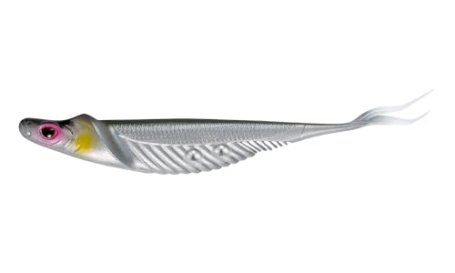 Nomad Design Cobra Shad Soft Plastic Minnow 4 Pack, with Adjusta-Ball Tungsten Weights, Fishing Lure - color: Silver Shad