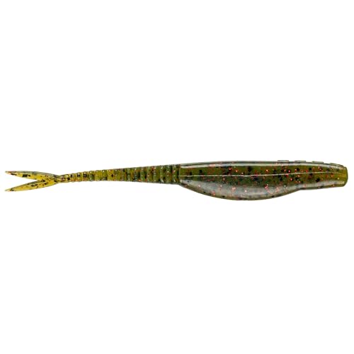 Strike King Mach Skooler Fishing Lure, Soft Plastic Jerkbait, Heavily Salted, Sleek Design, Erratic Action - color: Watermelon Red Flake, size: 5"