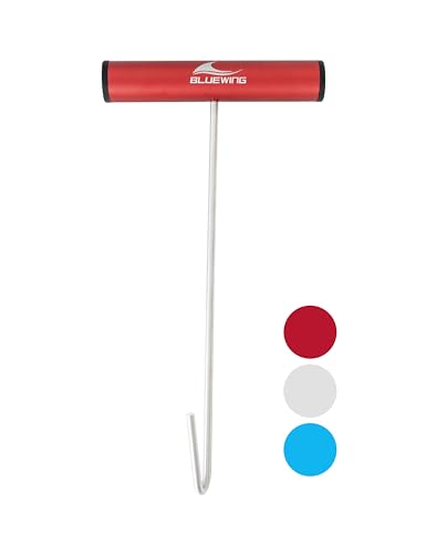 BLUEWING Fishing Hook Remover 12in/24in Stainless Steel Fish Dehooker Saltwater Push and Pull Dehooking Tool, Twist Resistance Design 1pc - color: Red, size: 24", style: Single Curve Design