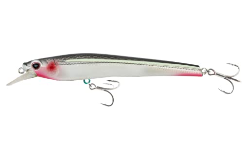 Nomad Design Shikari Fishing Lure, Long-Casting, Shallow Diving Slow Floating Jerkbait for Inshore Saltwater Species Such as Snook, Redfish, Striped Bass, Seatrout - style: Bleeding Mullet, 3 3/4 Inch - 2/5 Oz